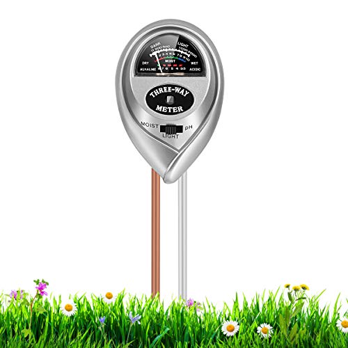Aiprccty Soil Test Kit, 3-in-1 Soil Tester with Moisture, Soil Moisture Meter& Soil Water Monitor, Light and PH Test for Garden& Farm& Lawn& Indoor & Outdoor, Silver