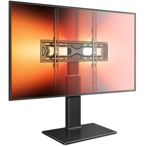WKWKER Universal Table Top TV Stand for 27-60 inch LED LCD TV Universal TV Stand with 30 Degree Stand Swivel Mount with Tempered Glass Base Max VESA 400x400mm
