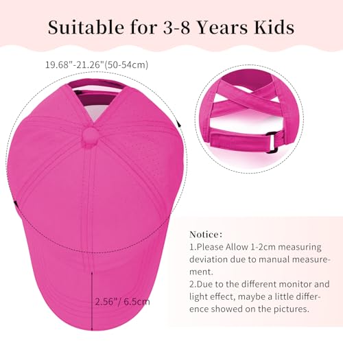 Little Girls Criss Cross Ponytail Hat Toddler Reflective Baseball Cap Kids Quick Dry Summer Sports Hats Age 3-8 7