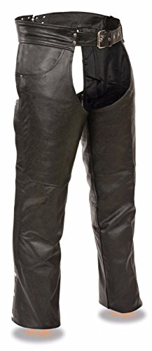 Men's Motorcycle Classic Jean Pocket Genuine Leather Riding CHAP Pants Amazing (US, Alpha, Medium, Regular, Regular, Regular)