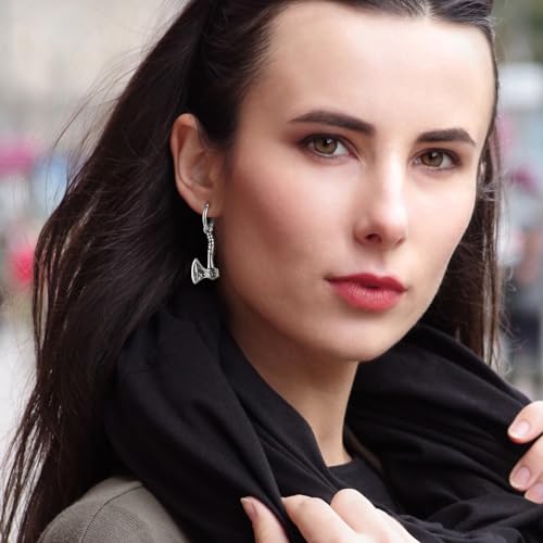 Pendientes de hacha vikinga Aroncent de acero inoxidable negro para hombre y mujer 7
