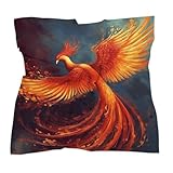 RLDOBOFE Orange Red Phoenix Bandana 25 X 25 Inch Print Headband Handkerchief Multi-purpose Unisex Head Wrap Novelty Fashion Silk Like Hair Scarf