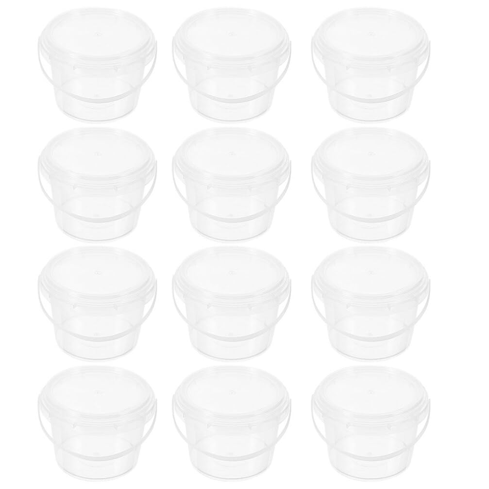 Healeved Mini Contenitori Rotondi 0, 5 in Pp, 12 Pezzi, Portatili | Superficie Liscia, Struttura Stabile, per Bucket da Pesca e Acqua, Riutilizzabili