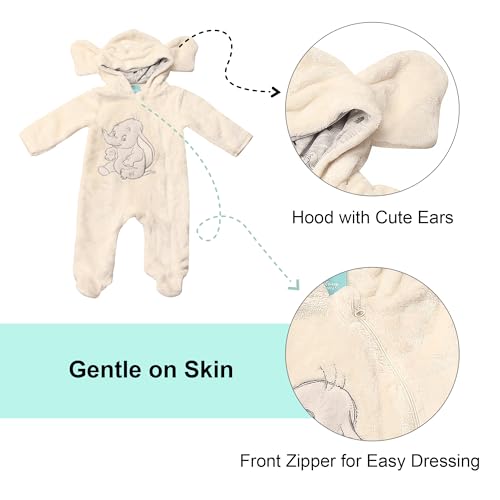 Magic Threadz Disney Clothes Baby Boy Hooded Pram Suit Newborn Fleece Coverall Footies with Ears Mickey, Pooh, Dumbo (0-6/9M)4