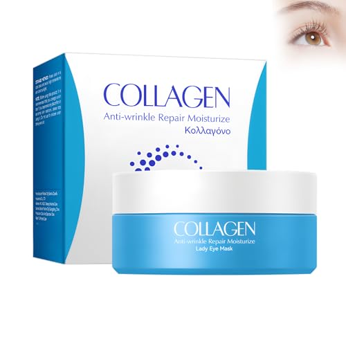 Hinapan Parches para los Ojos con Colágeno Hidrogel, Mascarilla de Hidrogel Reparadora y Alisadora, Reduce Ojeras, Bolsas y Arrugas, Para Mujeres y Hombres, 60 Parches