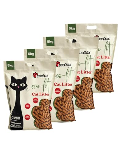 Image of Bravo & Co. EcoLit Wooden Cat Litter 40L /20Kg | Chemical-Free, Eco-Friendly & Sustainable | High Absorption & Odor Elimination | Dust-Free Litter for Multiple Cats | Comfortable & Easy Cleanup