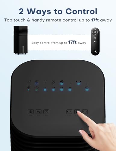 Image of Portable Air Conditioner, 3-IN-1 Evaporative Air Cooler Windowless, 4 Modes & 3 Speeds Personal Swamp Cooler w /Humidifier, Remote & 15H Timer, Evaporative Cooler for Room Home - Deep Black