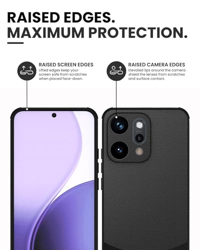 Image of Kapa MatrixWoven Grip Back Cover for Oppo Reno 14 Pro 5G | Woven Fabric & Leather Hybrid Camera Protection, Shockproof Slim Bumper Case (Matte Black)
