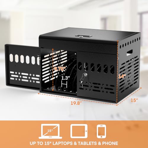 Image of Meteteel 12 Device Tablet Charging Station Lock Box for Chromebook Black