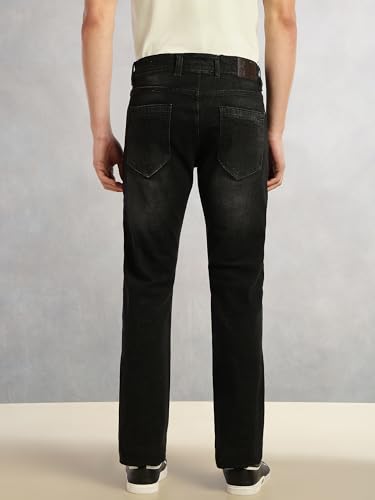 Image of Thomas Scott Men's Cricket Club Straight Fit Mid-Rise Faded Stretchable Jeans | 5 Pocket Denim