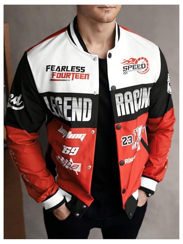 SOLY HUX Men's Button Down Graphic Varsity Jackets Racing Motorcycle Outerwear Streetwear2