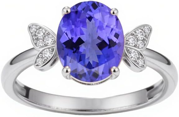 10K 14K 18K Gold 2 Carat Oval Gemstone Ring for Women with Moissanites/Diamonds Butterfly Birthstone Anniversary Statement Rings Size 3-16 - Image 3
