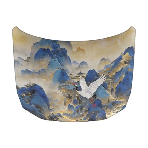 Image of Car Hood Cover Protector, A Weather-Resistant Snow Cover with Landscape Painting Design for Car Hood Vents