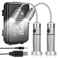 IMAGE Wiederaufladbare ultrahelle Grillampe mit superhellen LED-Lichtern, flexible Schwanenhals-Grilllicht mit Magnetfuß, vollständig einstellbar batteriebetrieben, Geschenke für Männer Vatertag, weiß