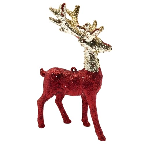 Image of Crackles Christmas Reindeer Hanging Ornament | Multi Color Glitter Deer Decoration for Christmas Tree, Home & Party Decor | Festive Decorative Item for Celebration