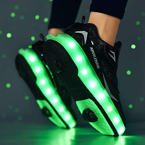 Ylllu Kids Led Usb Charging Roller Skate Shoes With Wheel Shoes Light Up Roller Shoes Rechargeable Roller Sneakers For Girls Boys Children（1.5 Little Kid thumb #9