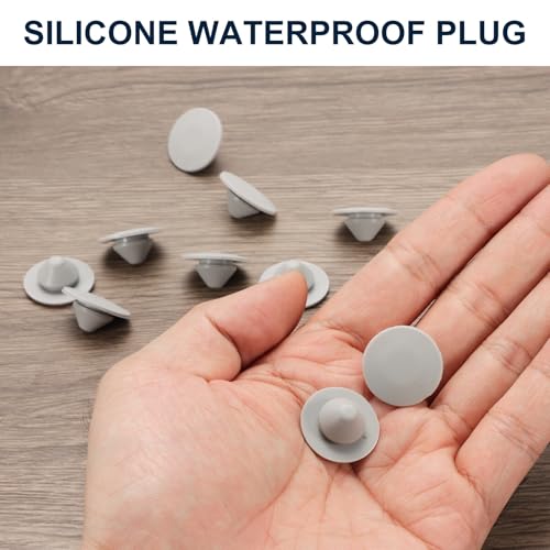 Image of uxcell 10pcs 1 /2 Inch (12mm) Button Hole Plugs, Grey Silicone, Waterproof & Dustproof