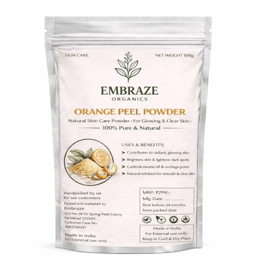 Image of Natural Orange Peel Powder for Face Pack | Brightens Skin, Reduces Dark Spots & Controls Oil | 100% Pure & Chemical-Free Herbal Powder (100g)