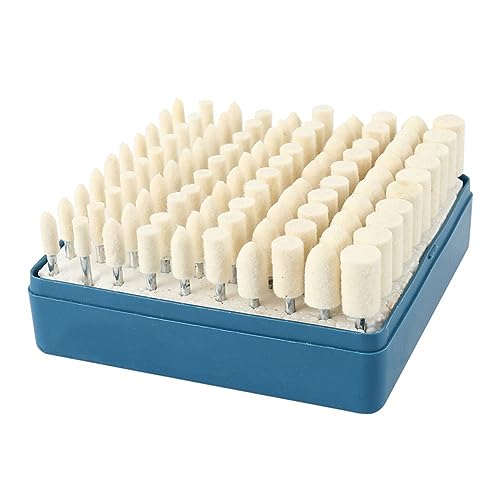 VENOAL 100 piezas de muela de lana de fieltro de lana para pulir muelas de molienda de mango de 3 mm, accesorios de repuesto