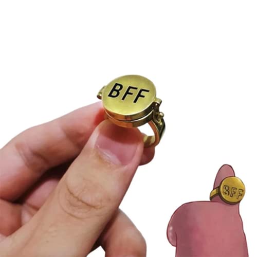 BFF Rings for 2 Best Friends Gold Cartoon Anime Aesthetic Ring Cute Rings Matching Couple Ring Adjustable Aesthetic Jewelry for Women3