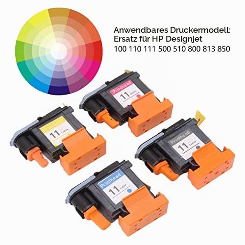 4er Set Druckkopf Drucker Kopf Ersatz für HP Designjet 100 110 111 500 510 800 813 850, klare Auflösung, hohe Kompatibilität, stabile Leistung