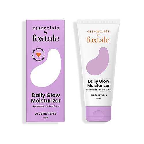 FoxTale Essentials Daily Glow Face Moisturizer,Clinically Proven Brightening Ingredients – Niacinamide,Kokum Butter And Vitamin E For 24 Hour Hydration,Fast Absorbing,Men&Women,All Skin Types,50 Ml