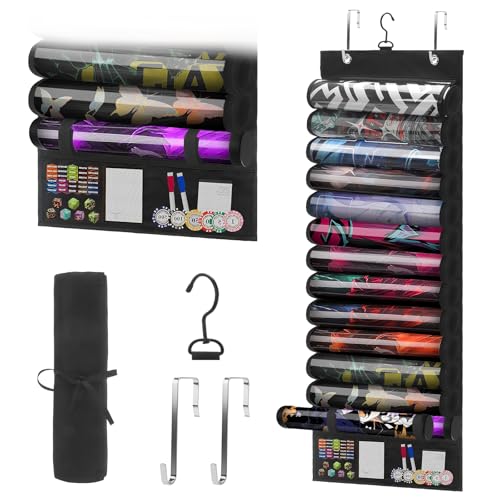 Playmat Tube Storage Bag Hangable Playmat Holder with 2 Hooks & Mesh Pockets Playmat Case for MTG/TCG/RPG Fits 12+1 Game Mats with Transparent PVC Slots (12 Tubes)
