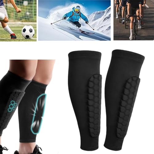 Protector Espinillas Esqui,Espinilleras a Prueba de Golpes con Almohadillas de Panal,Shin Defender Shin Guards,Anticolisión Elásticas Transpirables Ski Shin Protector