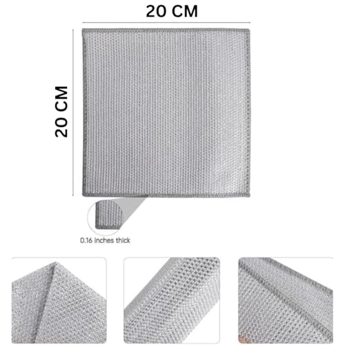 Image of RAYMOX Non-Scratch Dish Wash Cloth (Pack of 6), Steel Wire Dish Cloth, Wire Dishwashing Rags for Wet and Dry Stainless Steel Scrubber Non-Scratch Wire Dishcloth for Washing Dishes Sinks Counters (6)