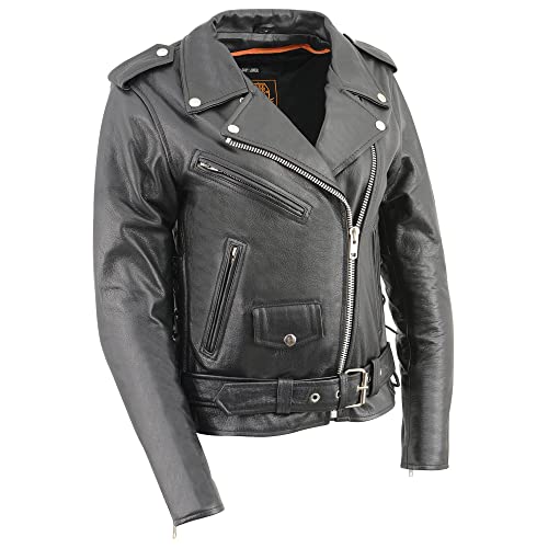 Milwaukee Leather Ladies Classic Side Lace Motorcycle Jacket w/Zip Out Liner (Large)