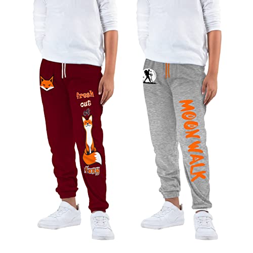 Image of KYDA KIDS Boy's Regular Fit Mid Rise 100% Cotton Track Pant - (Pack of 2)