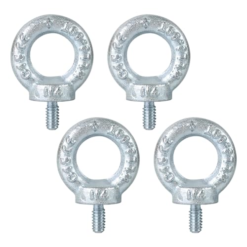 Image of 1 /4 inch-20 Lifting Eye Bolts, Drop Forged C15 Galvanized Threaded Fastener, UNC Standard Ring Shape Lifting Eye Bolt, 4 Packs