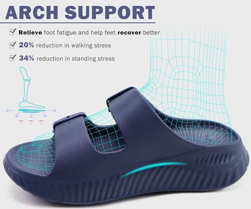 Image of KuaiLu Womens Recovery Sandals With Comfortable Plantar Fasciitis Arch Support, Orthotic Adjustable Thick Cushion Sport Slides Reduces Stress on Feet, Joints & Back Post-Exercise