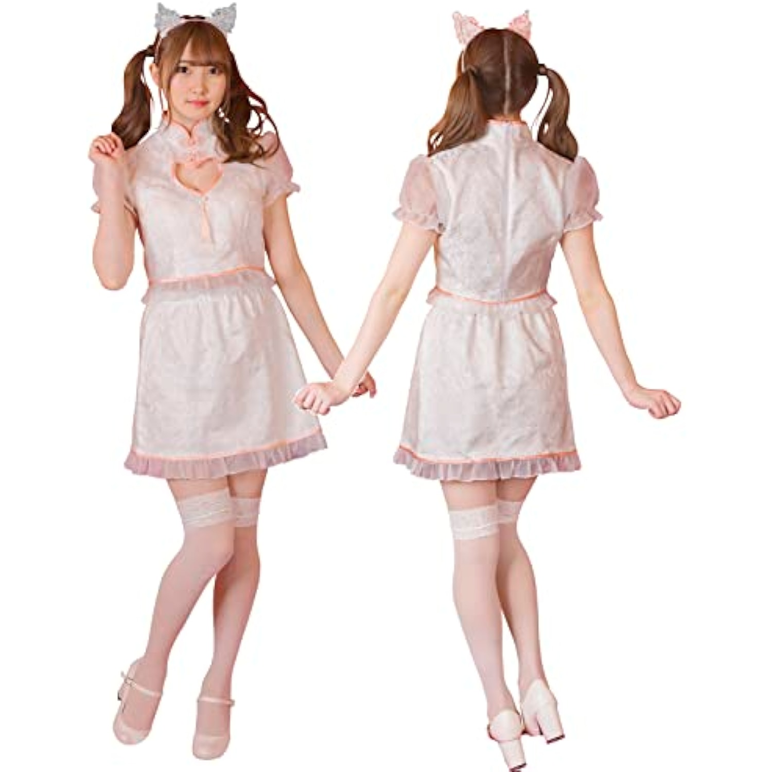 クリアストーン(Clearstone) ロイヤルチャイナ コスプレ ハロウィン ねこチャイナ スイート レディース L ホワイト 詳細画像4