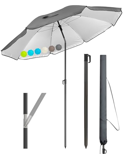 Menz Sonnenschirm Balkon + Sonnenschirmhülle - UV50+ Strandschirm 160 cm Balkonschirm mit Knickfunktion Gartenschirm Sonnenschirm Strand - Fb. Anthrazit