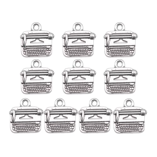 Ldbuejiaja De 10 piezas de colgantes antiguos de máquinas de escribir para collares, componentes de joyería, para crear joyas, adecuado para personas artísticas, colgantes de moda