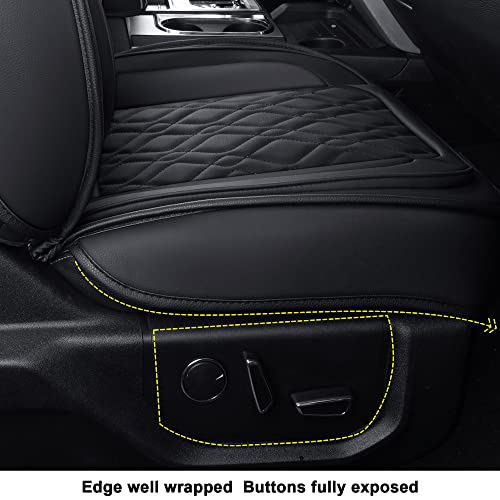 Image of LUCKYMAN CLUB F150 Front-only Seat Covers J03-Q3 with Waterproof Faux Leather, Fit 2015-2025 Ford F150 and 2017-2025 F250 F350 F450 (Front only, Black)