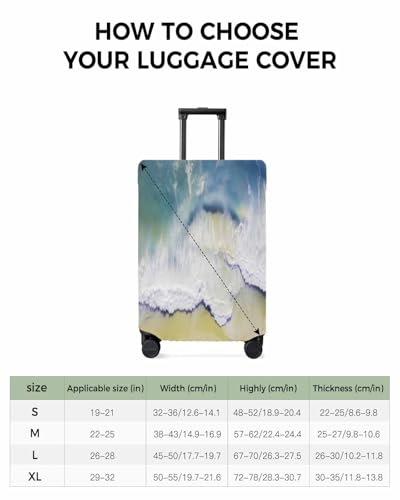 Summer Holiday Ocean Wave Travel Luggage Cover, Beach Sand Blue Anti-scratch Travel Suitcase Protector Covers, Washable Elastic Baggage Covers Fit 19-21 Inch Carry on Luggage3