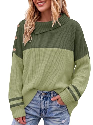 Image of Sweater for Women Winter Turtleneck Long Sleeve Pullover Tops Casual Oversized Knitted Sweaters