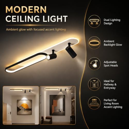 Image of Smartway Aubin Modern LED Ceiling Light Minimalism Acrylic Design 3 Light Mode (Warm Natural & Cold White) for Hallway Office Bedroom Kitchen Living Room