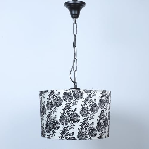 Image of tu casa Filigree Print Fabric Glow Pendent Light Hanging Lamp for Bedroom, Living Room, Lounge, Office, Gifting Area Without Bulb for Home Decoration (Height - 20 inch)