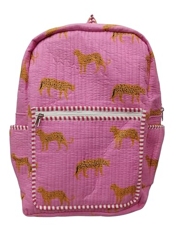 Image of Doraya Cotton Quilted Unisex Backpack Hand Block Floral Printed Design Stylish Eco-Friendly Bag for School, Travel, and Everyday Adventures