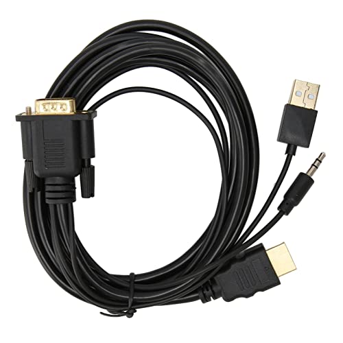 VGA to HD Multimedia Interface Adapter, Sound Support 1080P Resolution Video Converter Cable Plug and Play USB Power Supply for Monitor for Laptop