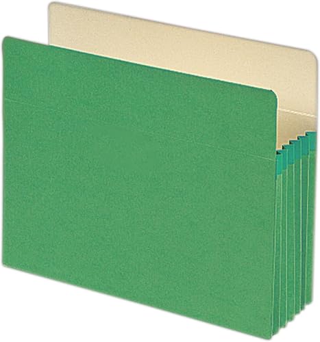 Image of Smead File Pocket, Straight-Cut Tab, 5-1 /4 inch Expansion, Letter Size, Green, 10 per Box (73236) (Pack of 5)