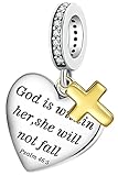 Love Heart Charm Fit for Pandora Charms Bracelet Christian Bible Verse Cross Charm Prayer Faith Religious Jewelry Gifts for Women 465