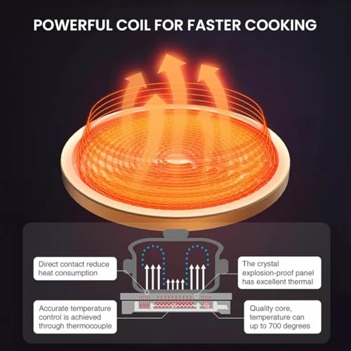 Image of Dyanora 2200W Infrared Cooktop with Crystal Glass Touch Panel | 4 Pre-Set Modes (Stir-fry, BBQ, Hot Pot, Steam) | Adjustable 60C - 600C | Digital Time & Watt Display | Classic Silver Design