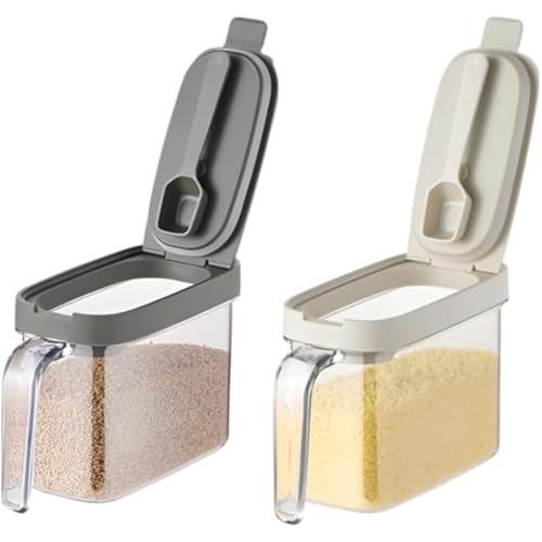 NLKDQN【磁吸調味料容器】調味料入れ 調味料ラック マグネット 密閉 調味料ボトル 大容量 660ml 北欧風ガラス調味料瓶 2個組 砂糖入れ 密封構造で湿気防止 防水 複数組み合わせ自由 キッチン収納 おしゃれで便利 キッチン用品 (白+灰,単数格)