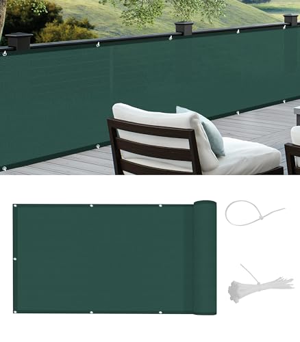 Cool Area Pantalla HDPE para Balcón Jardín Protección de Privacidad,Protección UV,Resistente al Viento,con Ataduras de Cables,80x400 cm,Verde