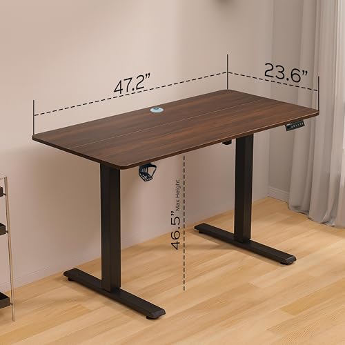 Image of iVOOMi Compudesk Imperium Automatic Height Adjustable Everyday Ergonomic Sit Stand Desk for Office Work with Advance Memory Preset, 100 Kgs Max Weight Capacity, 4 Preset Height Options - Dark Brown
