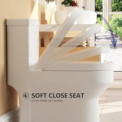 DeerValley Kleines einteiliges kompaktes WC für Badezimmer, Doppelspülung mit Soft-Close-Sitz, 0,8/1,28 GPF, hohe Effizienz, weiße Toilette für kleines Badezimmer, 30,5 cm – Bild 5